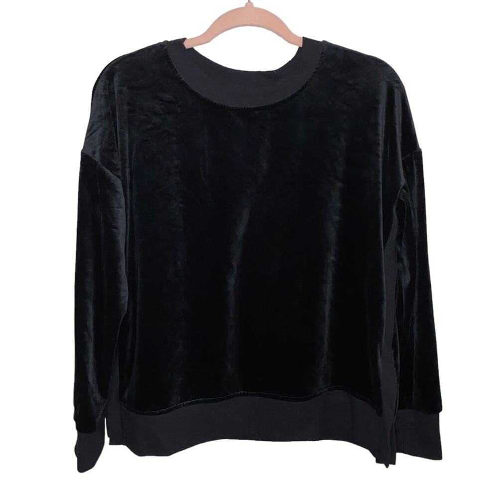 Donna Karan Sleepwear Black Velvet Pullover Sweatshirt Size M Soft Lounge Top